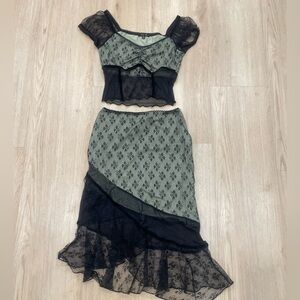 Delia’s Dollskill sage green and black two-piece set size Small